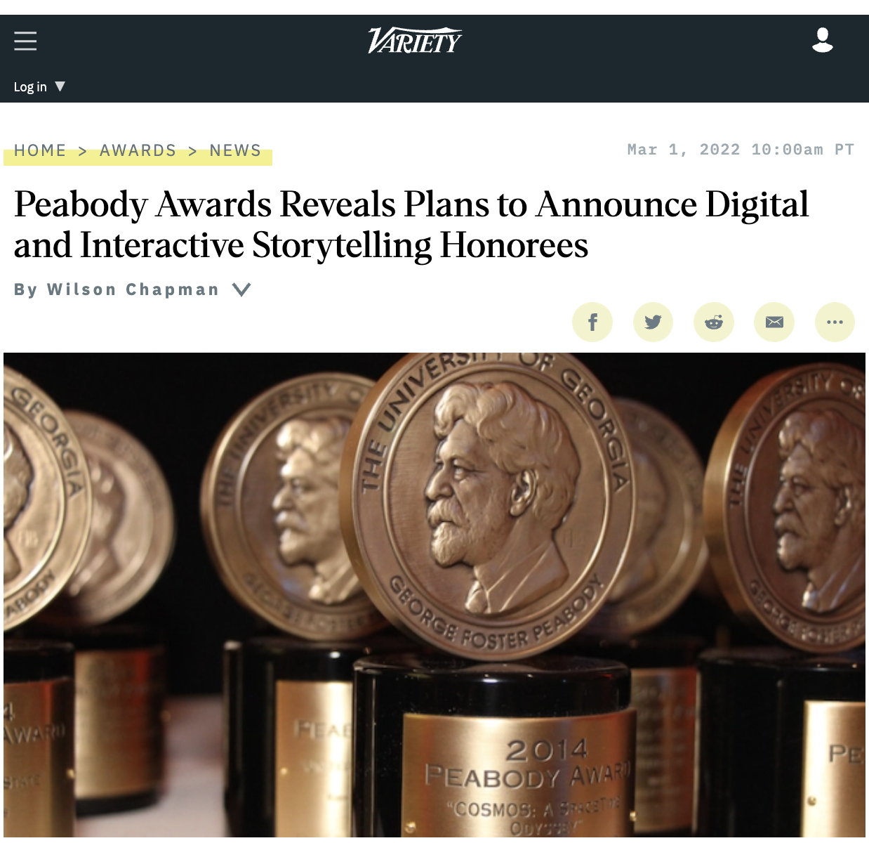 Peabody Awards Reveals Plans to Announce Digital and Interactive Storytelling Honorees